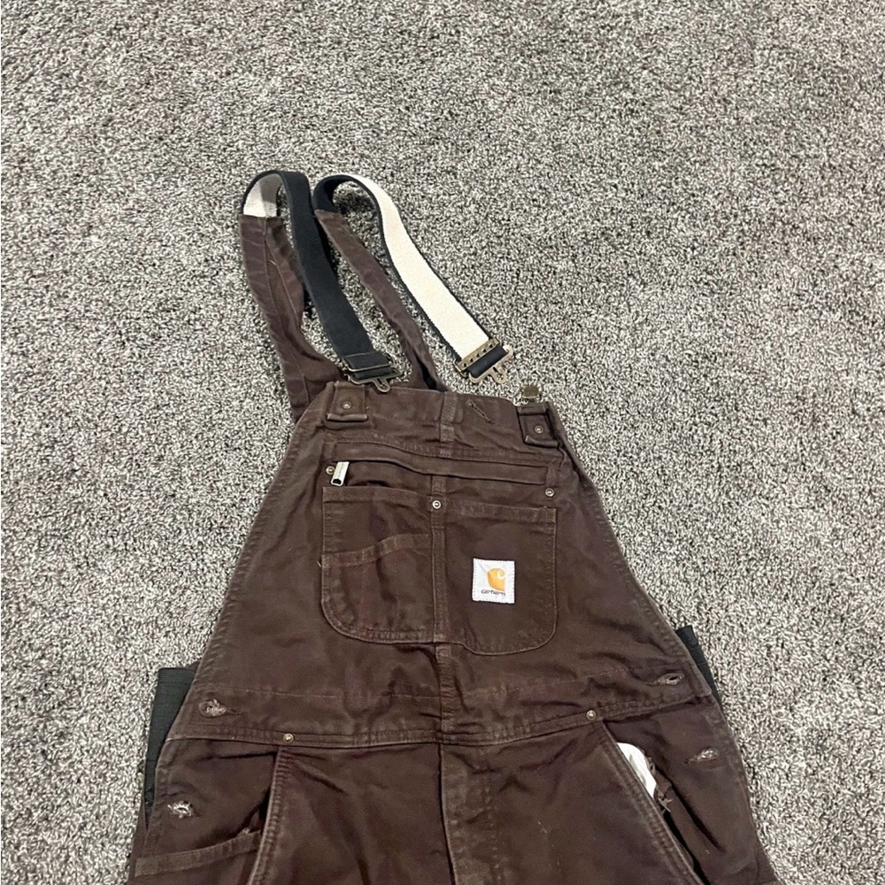 Carhartt Dark Brown Duck Bib Overalls with Adjustable Straps - Picture 6 of 6